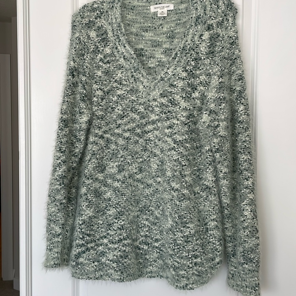Skye’s The Limit 1X sweater in beautiful variegated greens